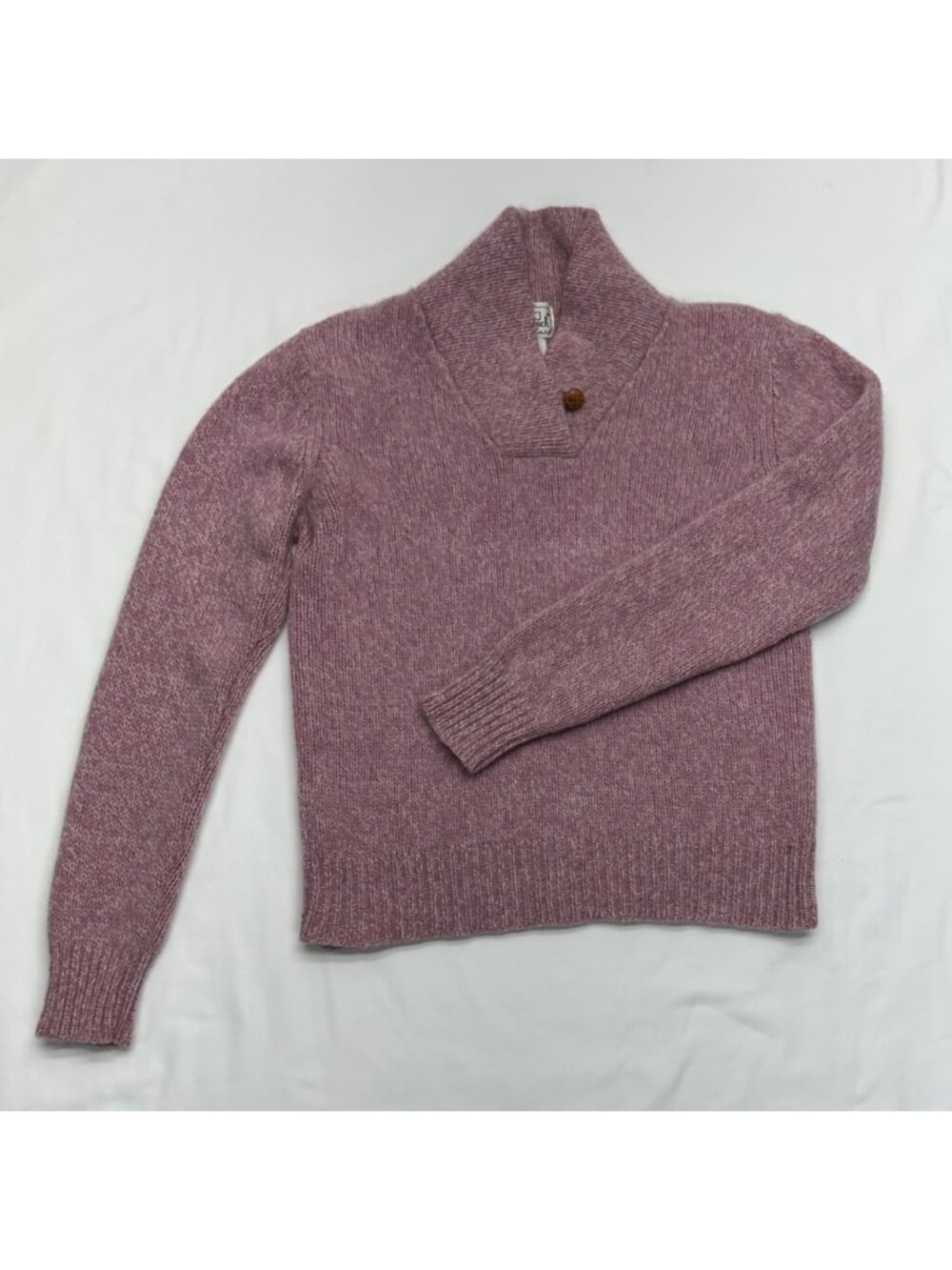 Woolrich Women's Pink Shawl Collar Wool Blend Pullover Sweater With Button Accen